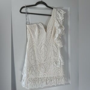 White Eyelet Frill Mini Dress